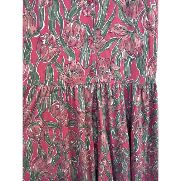 Vintage Laura Ashley Cotton MIDI Dress Floral Print  Orange/Rust Green Size 8 - Picture 5 of 6